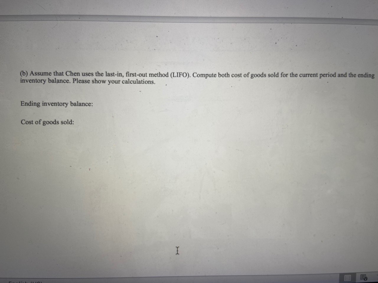 6. Applying and Analyzing Inventory Costing Methods At the beginning of