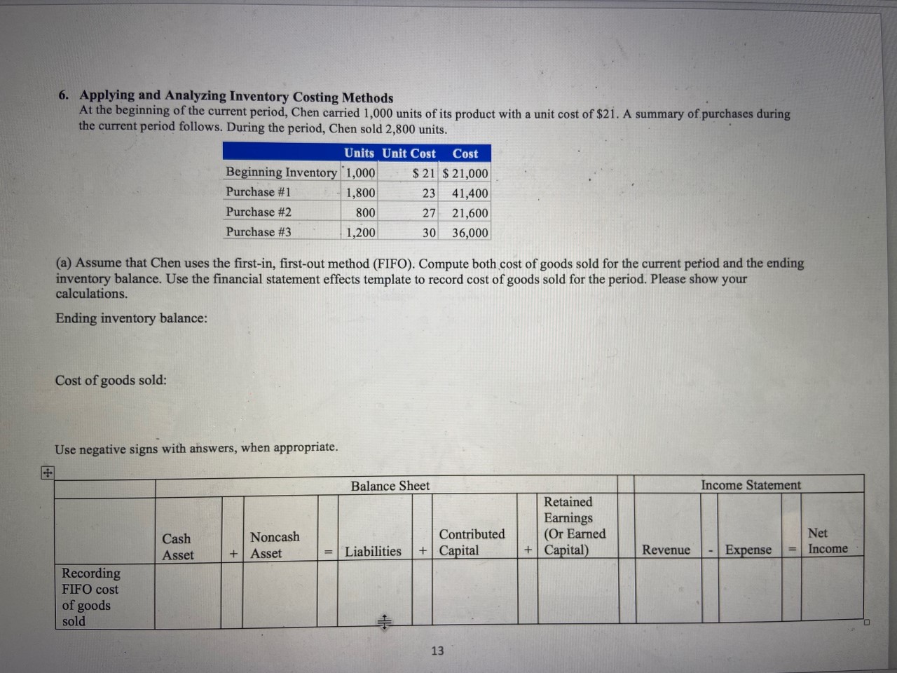 the current period, Chen carried 1,000 units of its product with a