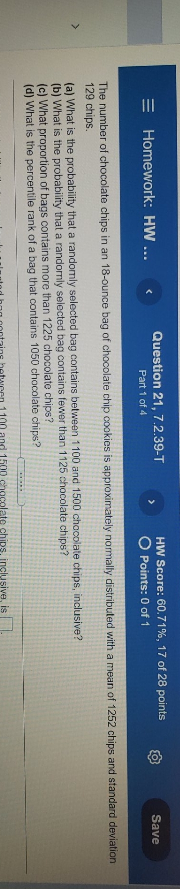 pls help with hw question Homework: HW ... Question 21, 7.2.39-T HW