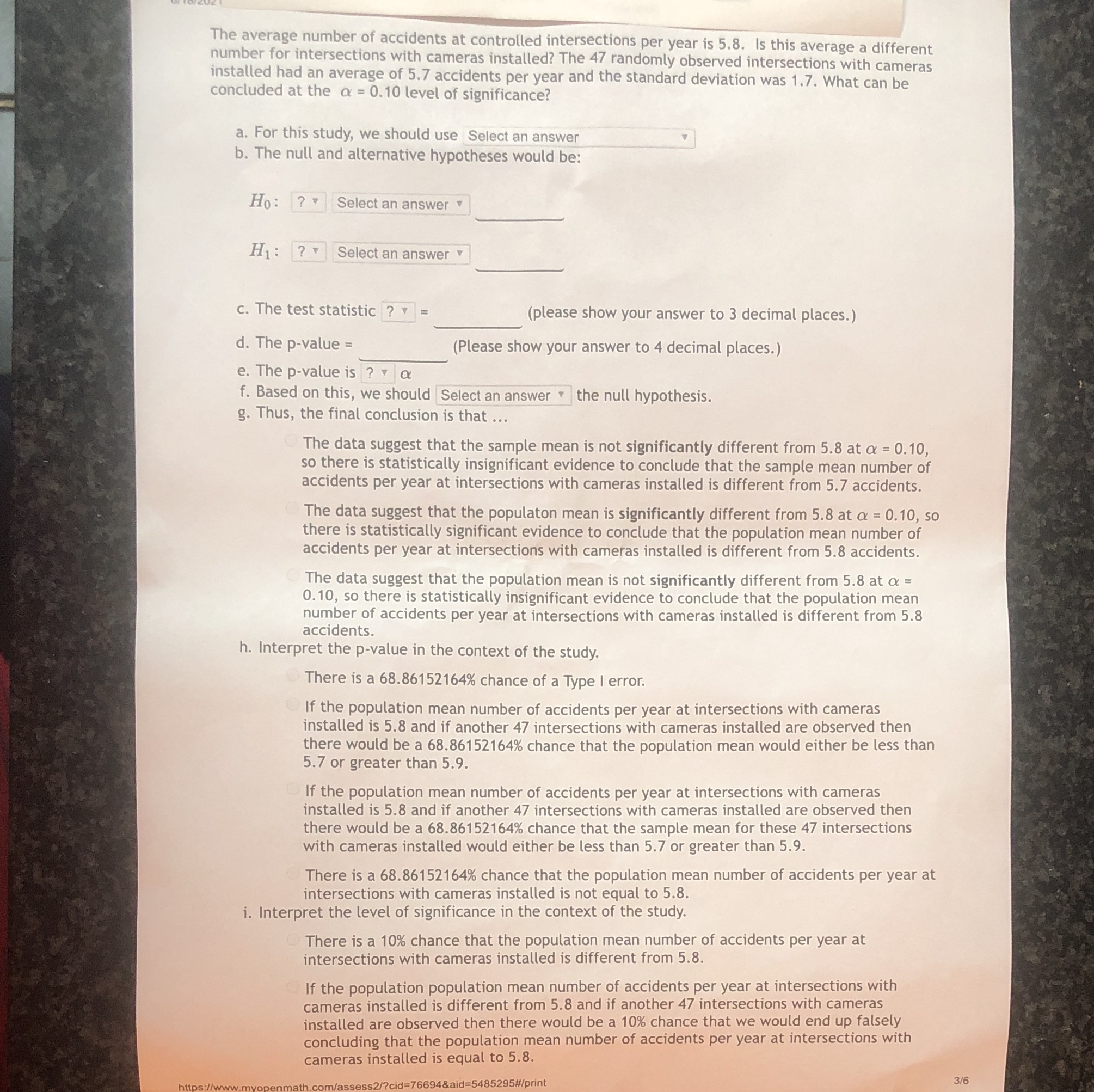 Hypothesis test for a single population mean. u- lD'q'UL" \"\" "'5 The