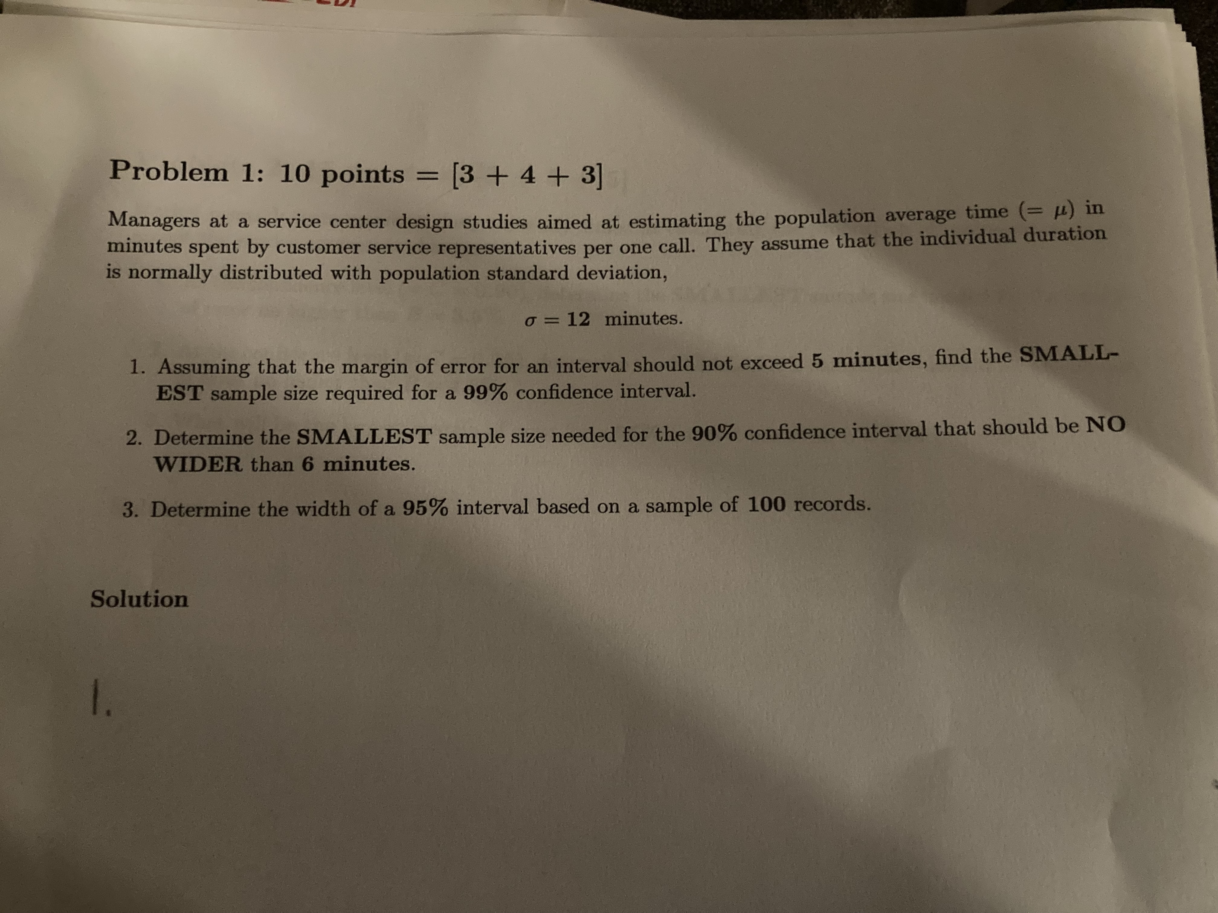  Problem 1: 10 points = [3 + 4 + 3] Managers