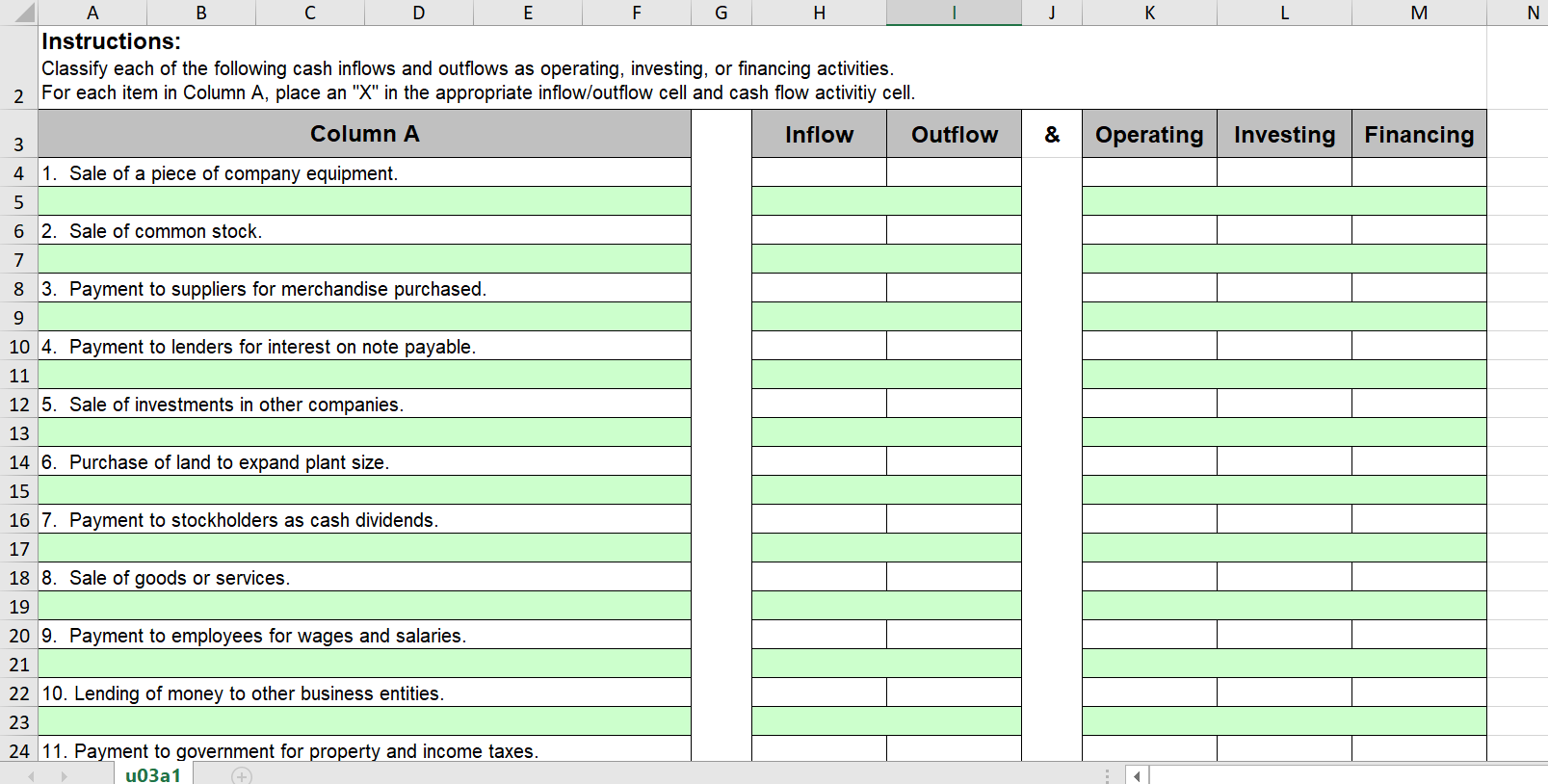flow statement, accounting data must be analyzed to locate transactions in both
