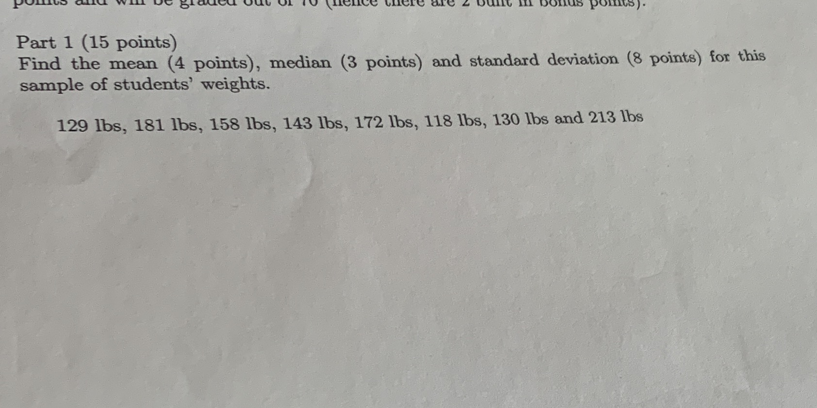 there built in bonus points ) . Part 1 (15 points)