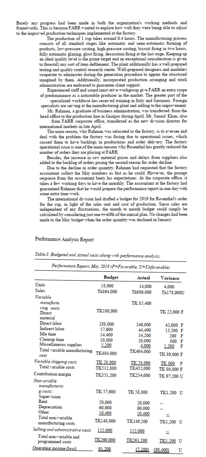 performance report. The factory accountant had connected the accompanying notice to the