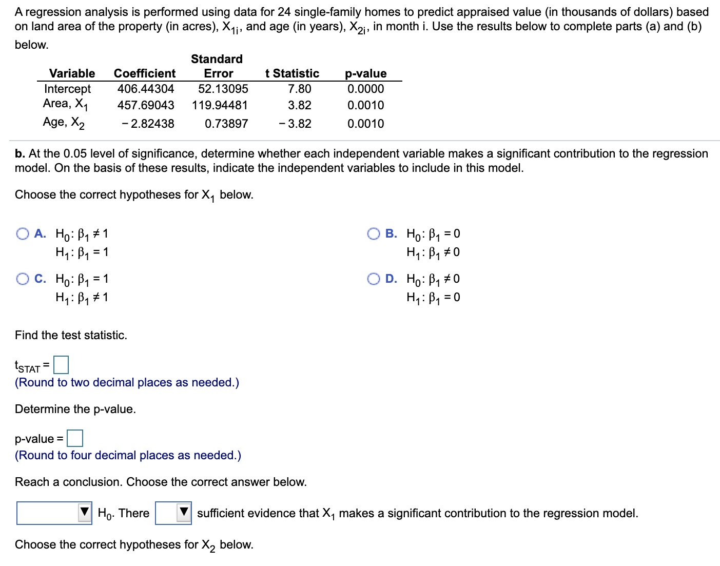 to predict appraised value?(in thousands of?dollars) based on land area of the