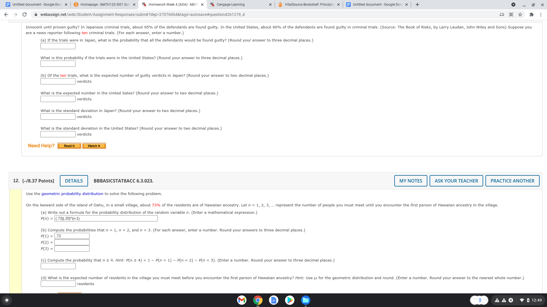  Untitled document - Google Doc: x @ Homepage - MATH120 1001