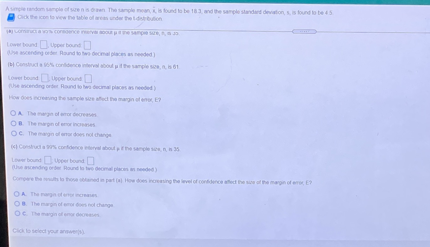 I also need help answering the question: "If the sample size is