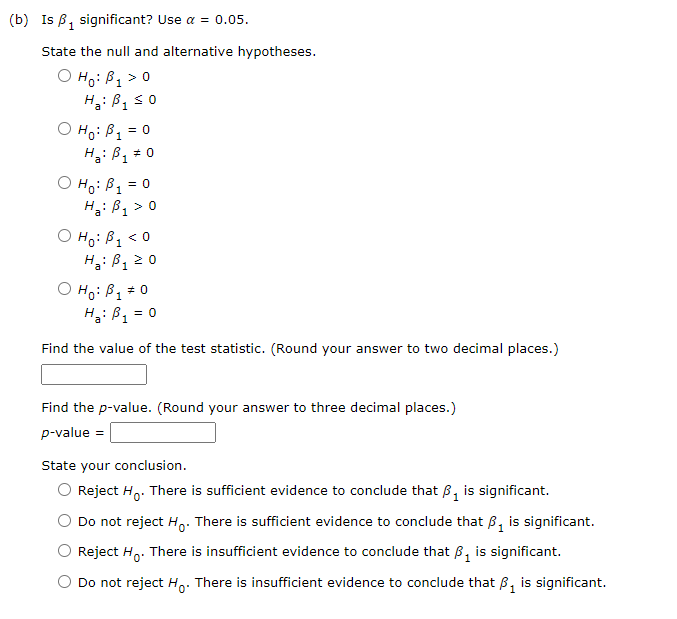 0.2495, and s; = 0.9577. (a) Test for a significant relationship among