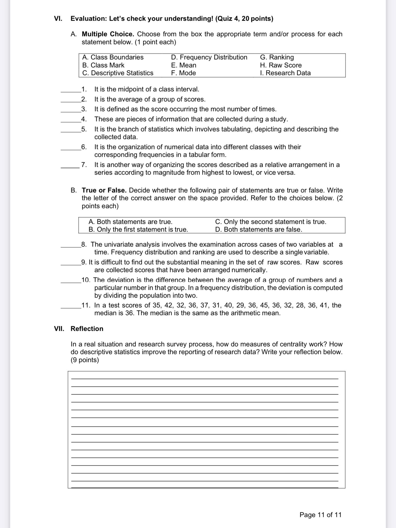  Statistics and probabilityAnswer the following activities. Set B: The following frequency