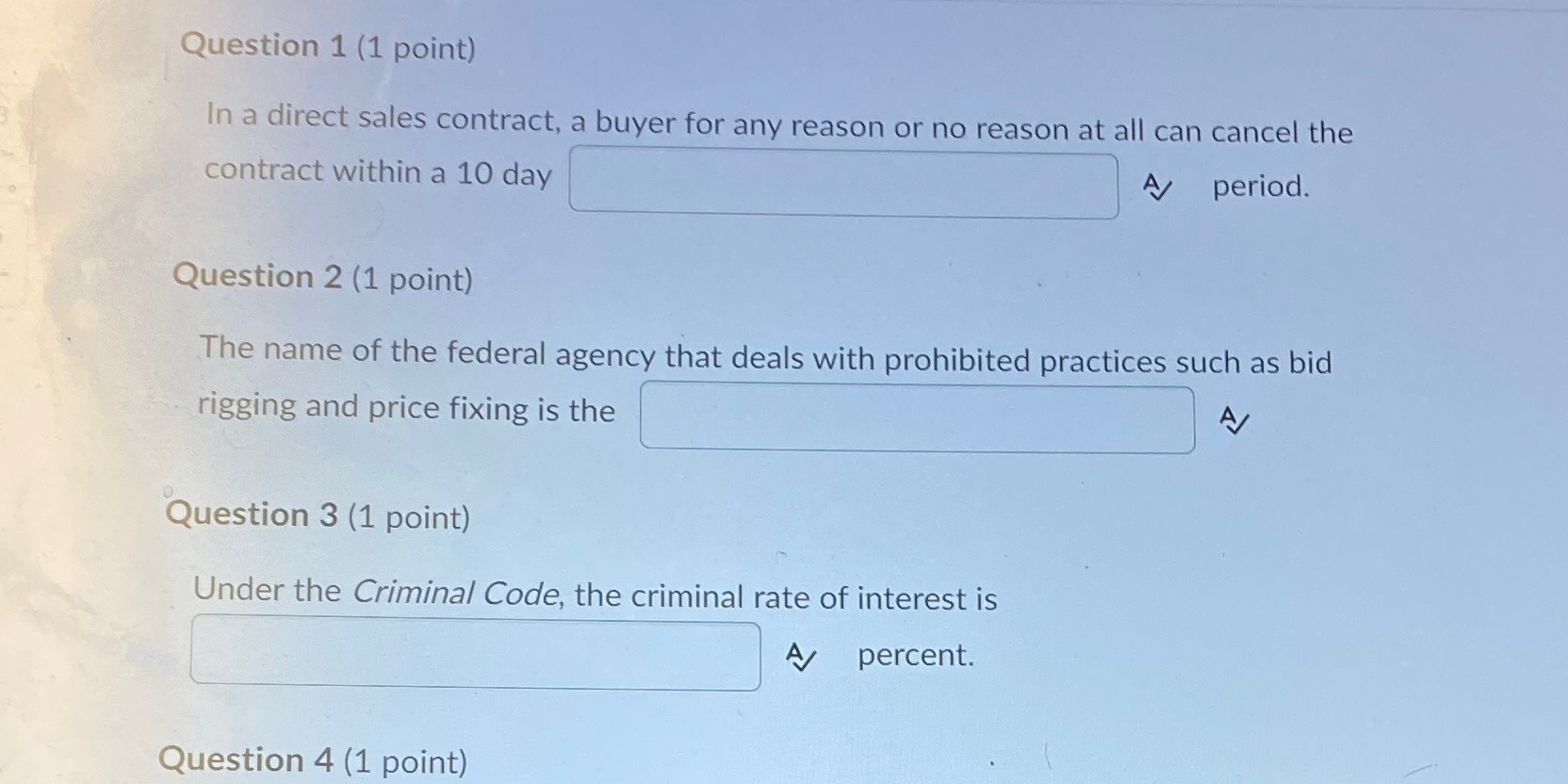 Question 1 (1 point) In a direct sales contract, a buyer