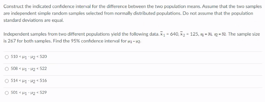 Construct the indicated confidence interval for the difference between the two