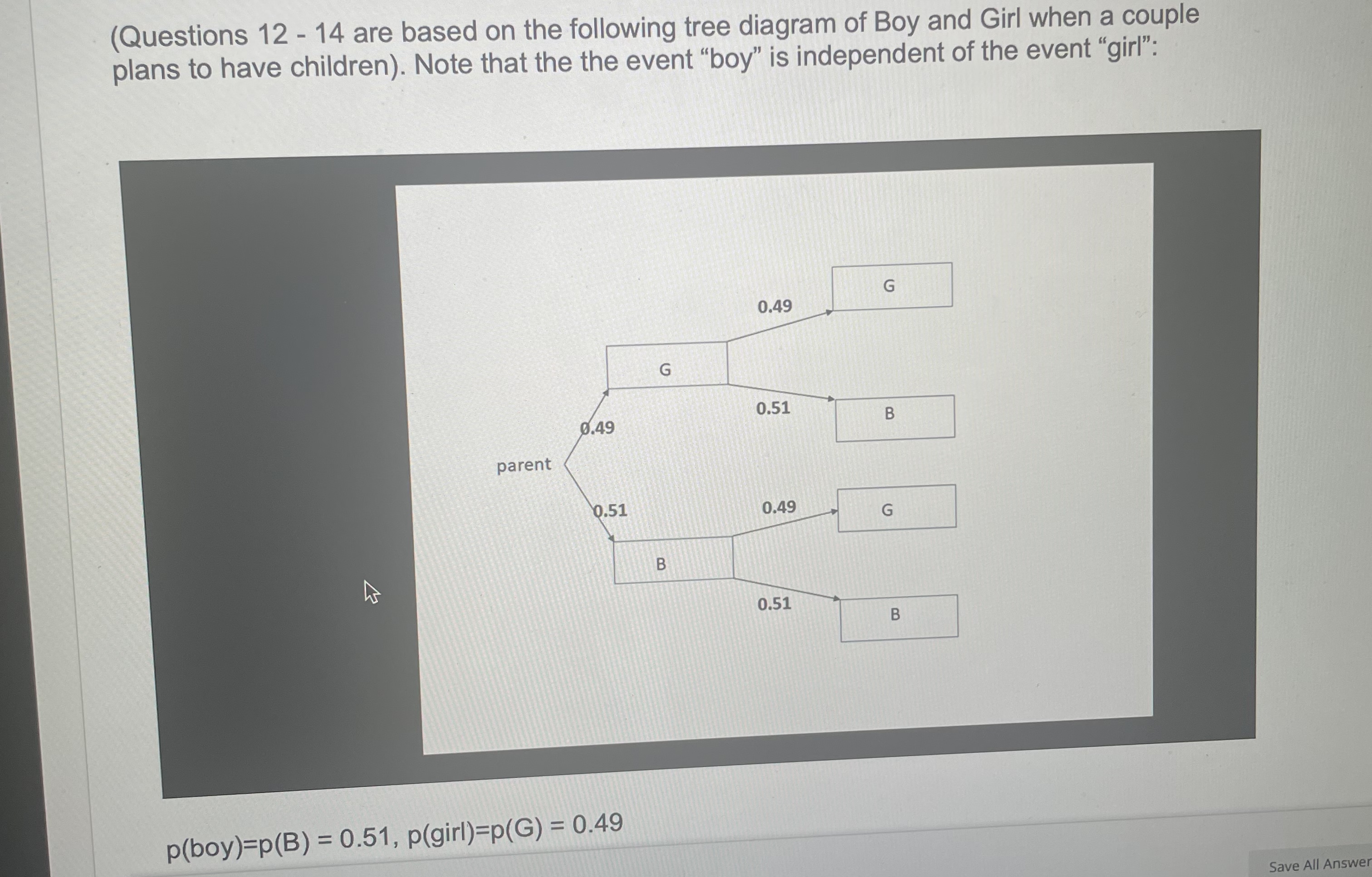 O d. 0.5100 O e. 0.2601(Questions 12 - 14 are based on
