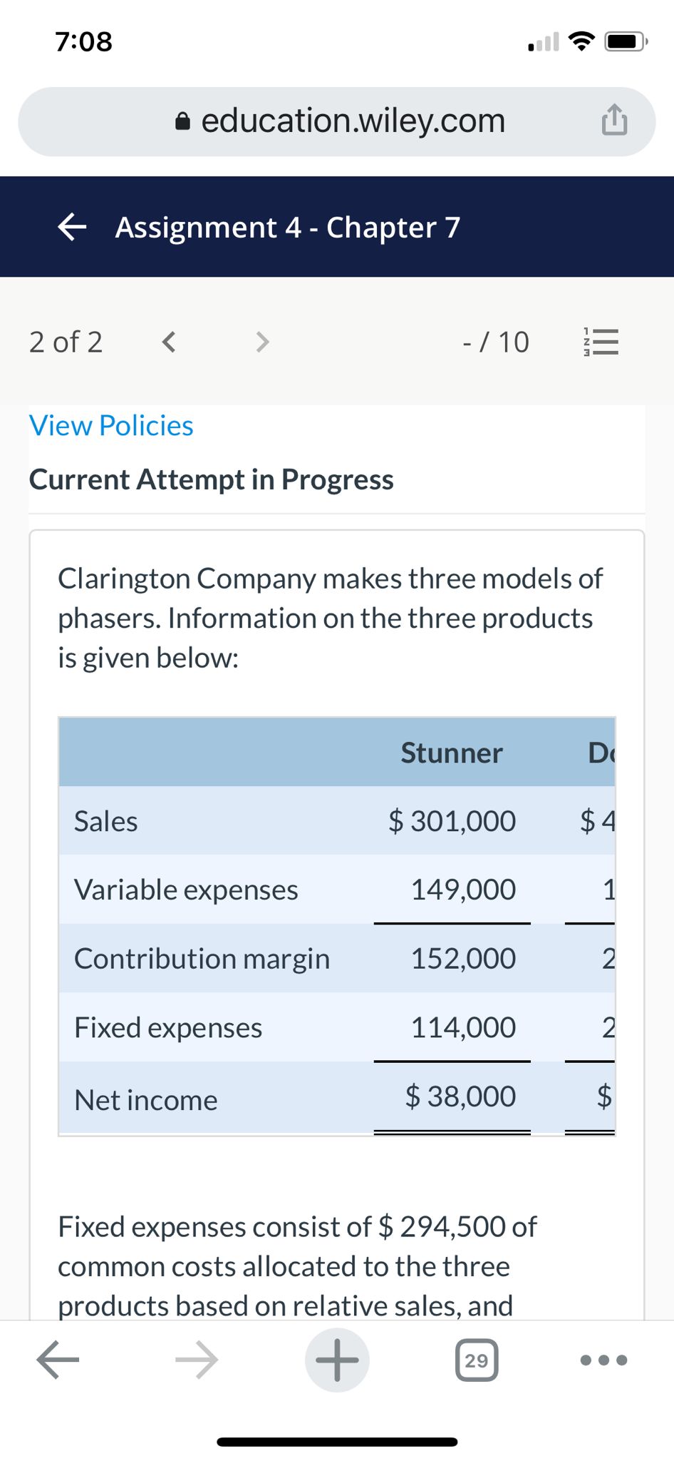 consist of $ 294,500 of common costs allocated to the three products