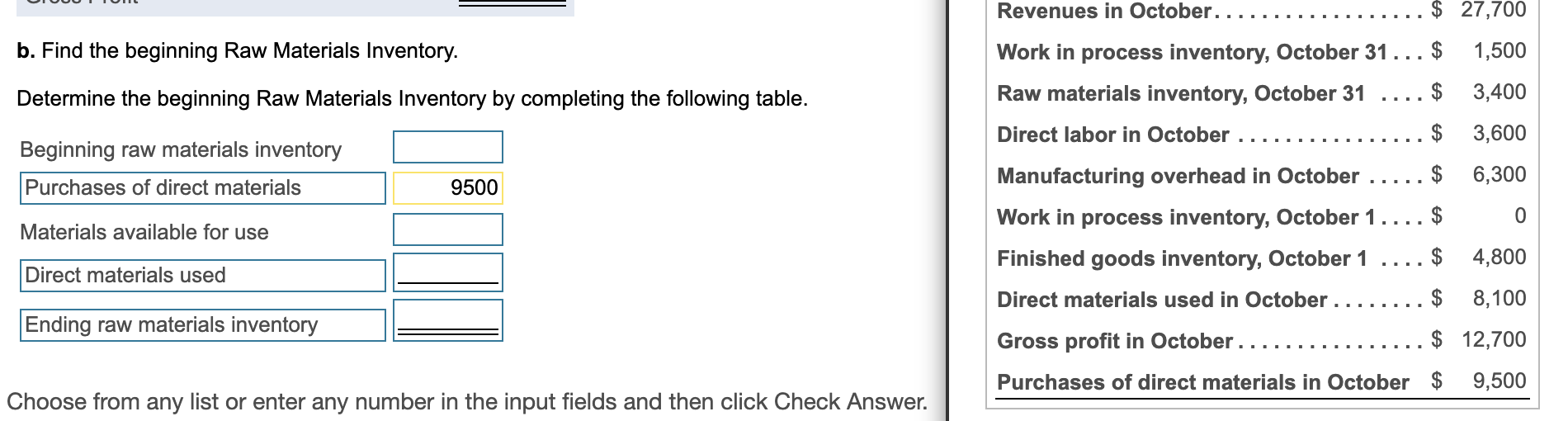 I cant solve the beginning raw materials and I need help.