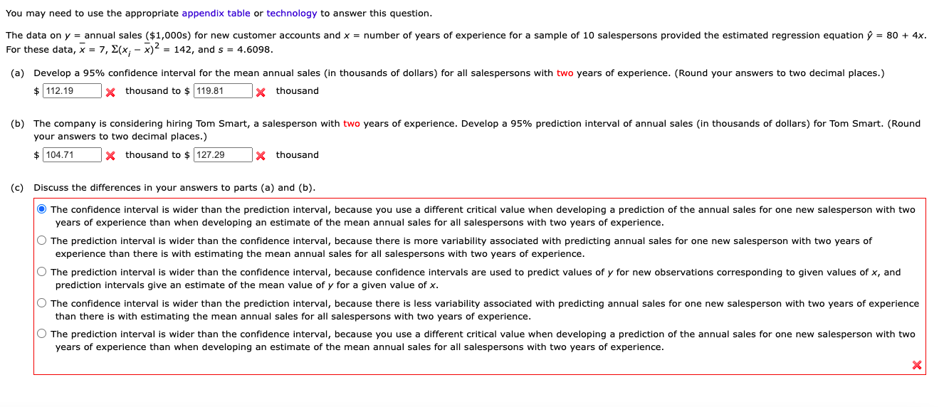  You may need to use the appropriate appendix table or technology