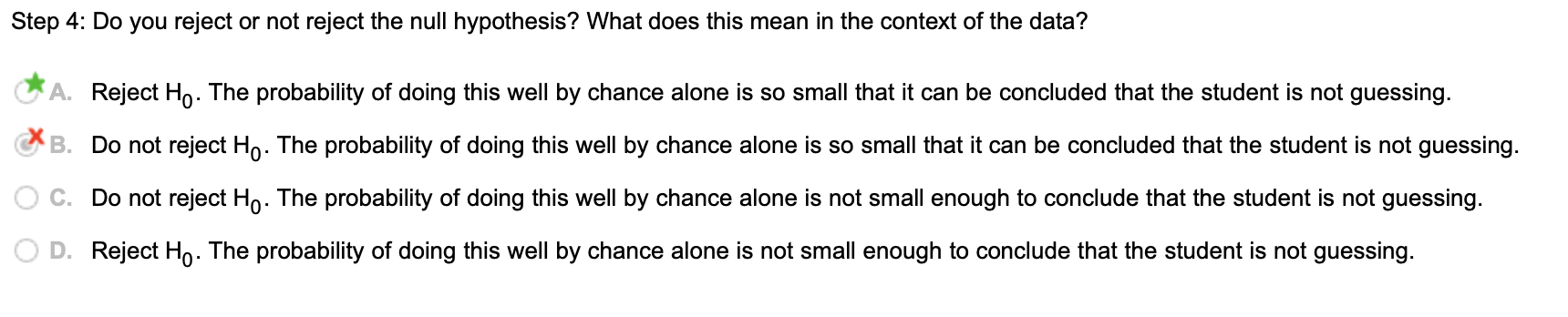 probability of doing this well by chance alone is so small that