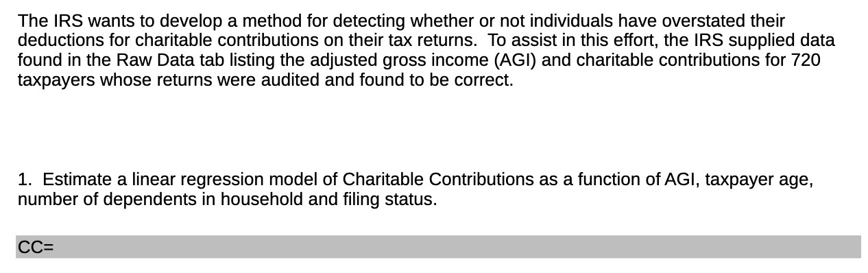  The IRS wants to develop a method for detecting whether or