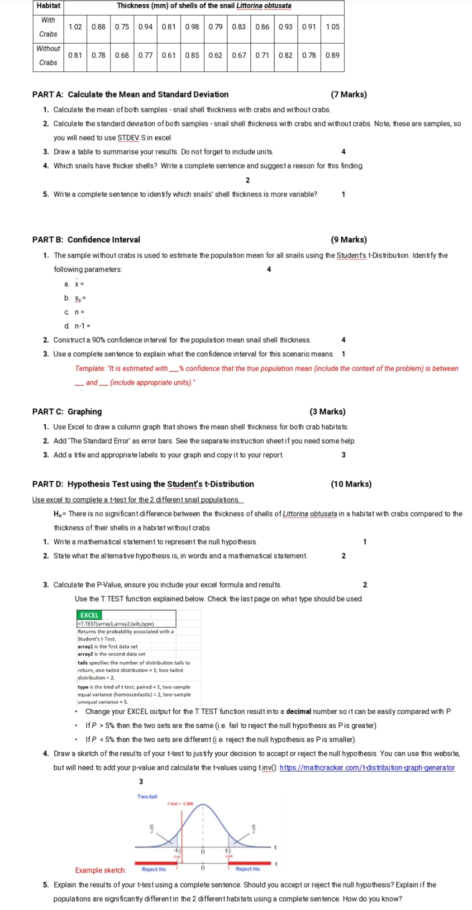 I need a full solution including working outs, and excel formulas and