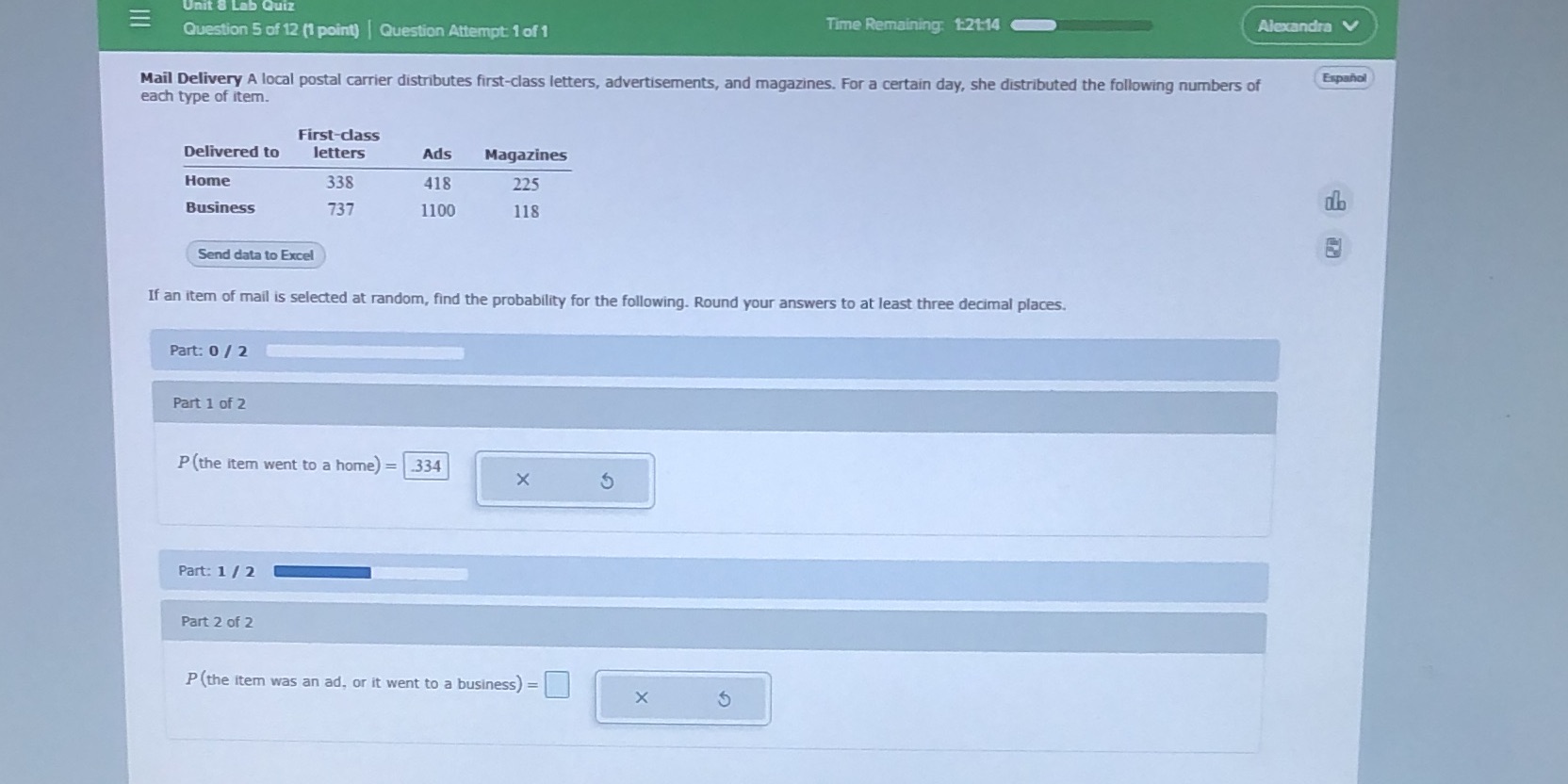 Need answer to part 2 Unit & Lab Quiz E Question 5