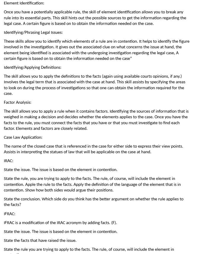  Element Identification: Once you have a potentially applicable rule, the skill