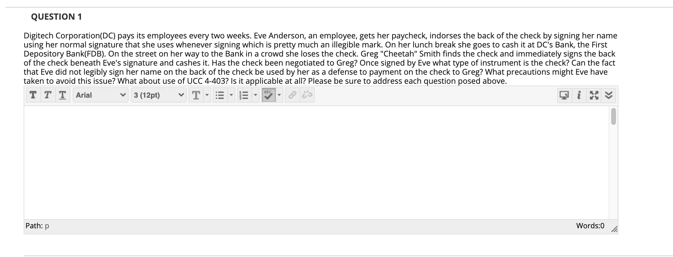 break she goes to cash it at DC's Bank, the First Depository