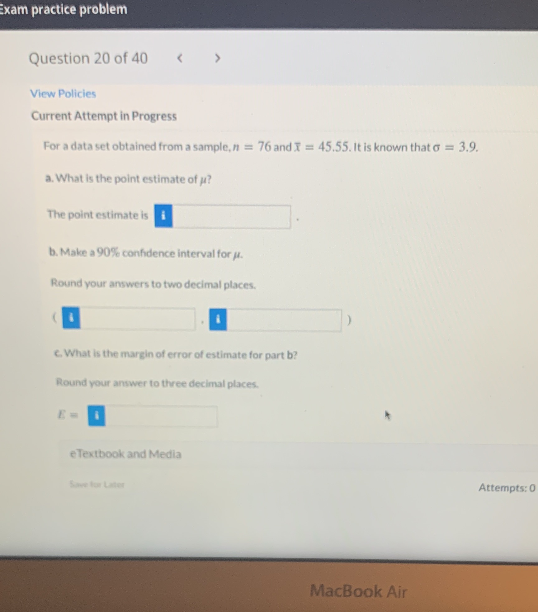 ixam practice problem Question 20 of 40 View Polic ios Current Attempt