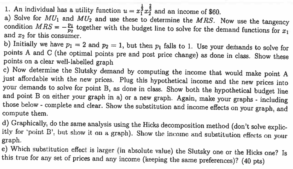 xfxg and an income of $60. a) Solve for MU1 and M