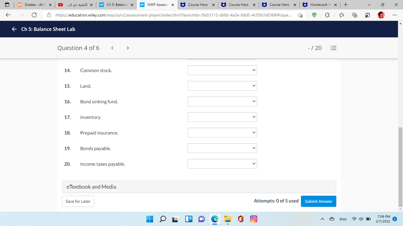 Ch 5: Balance X WP NWP Assessn X Course Hero X Course