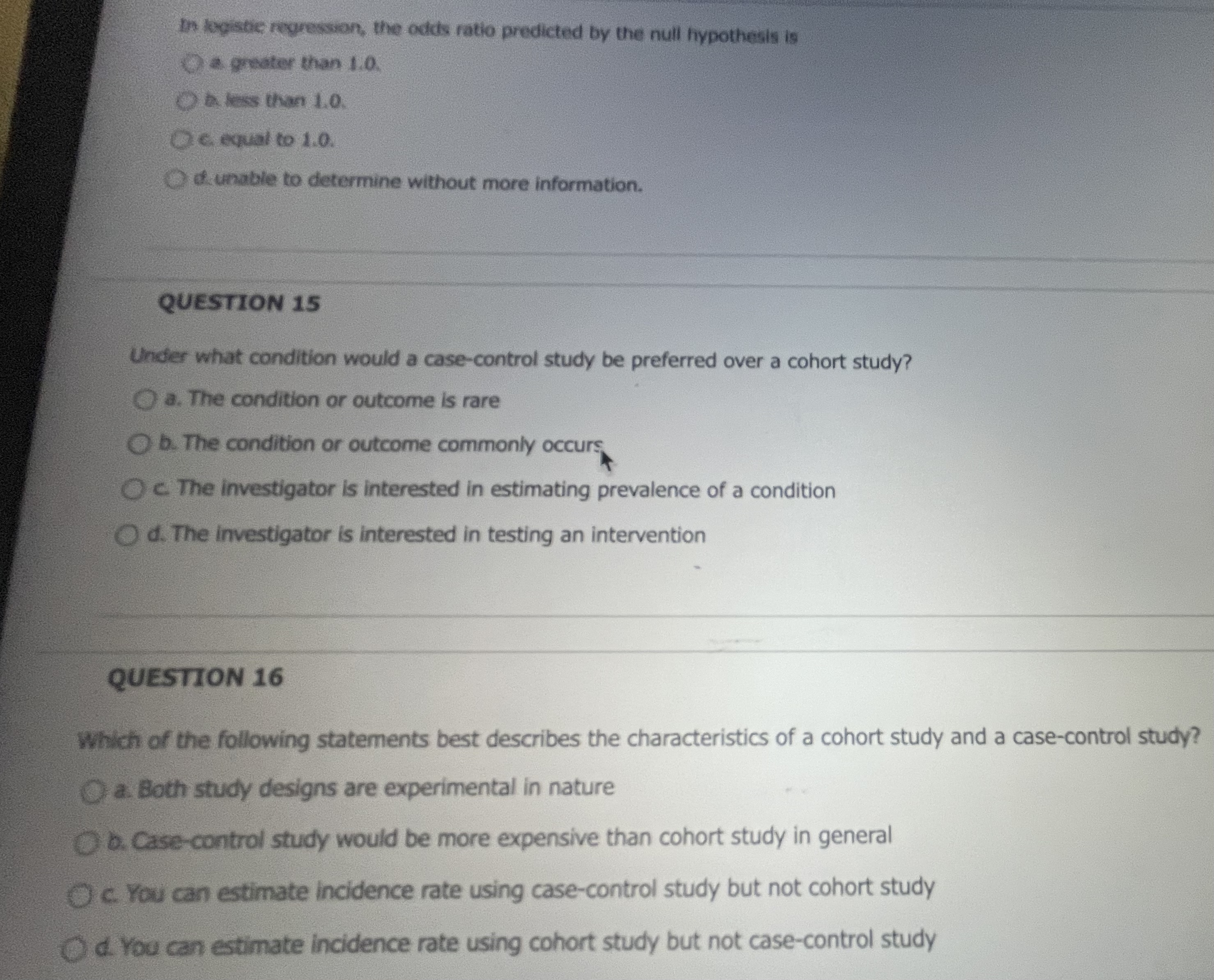 is O a greater than 1.0. a less than 1.0 Ge equal