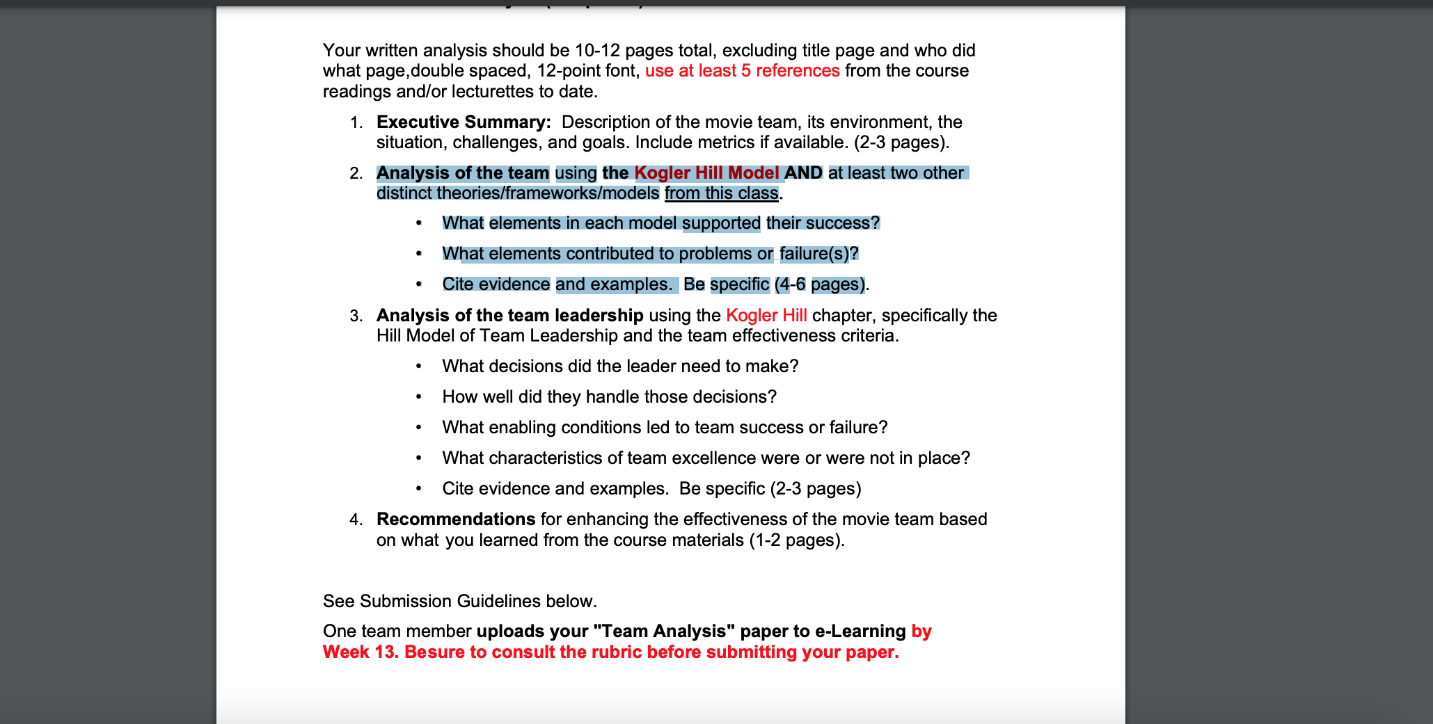  Your written analysis should be 10-12 pages total, excluding title page