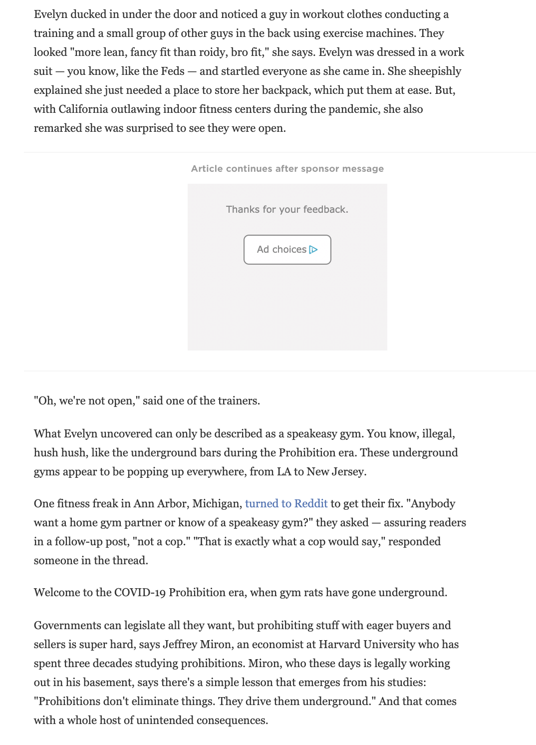  read the article to answer the question. Secret Gyms And The