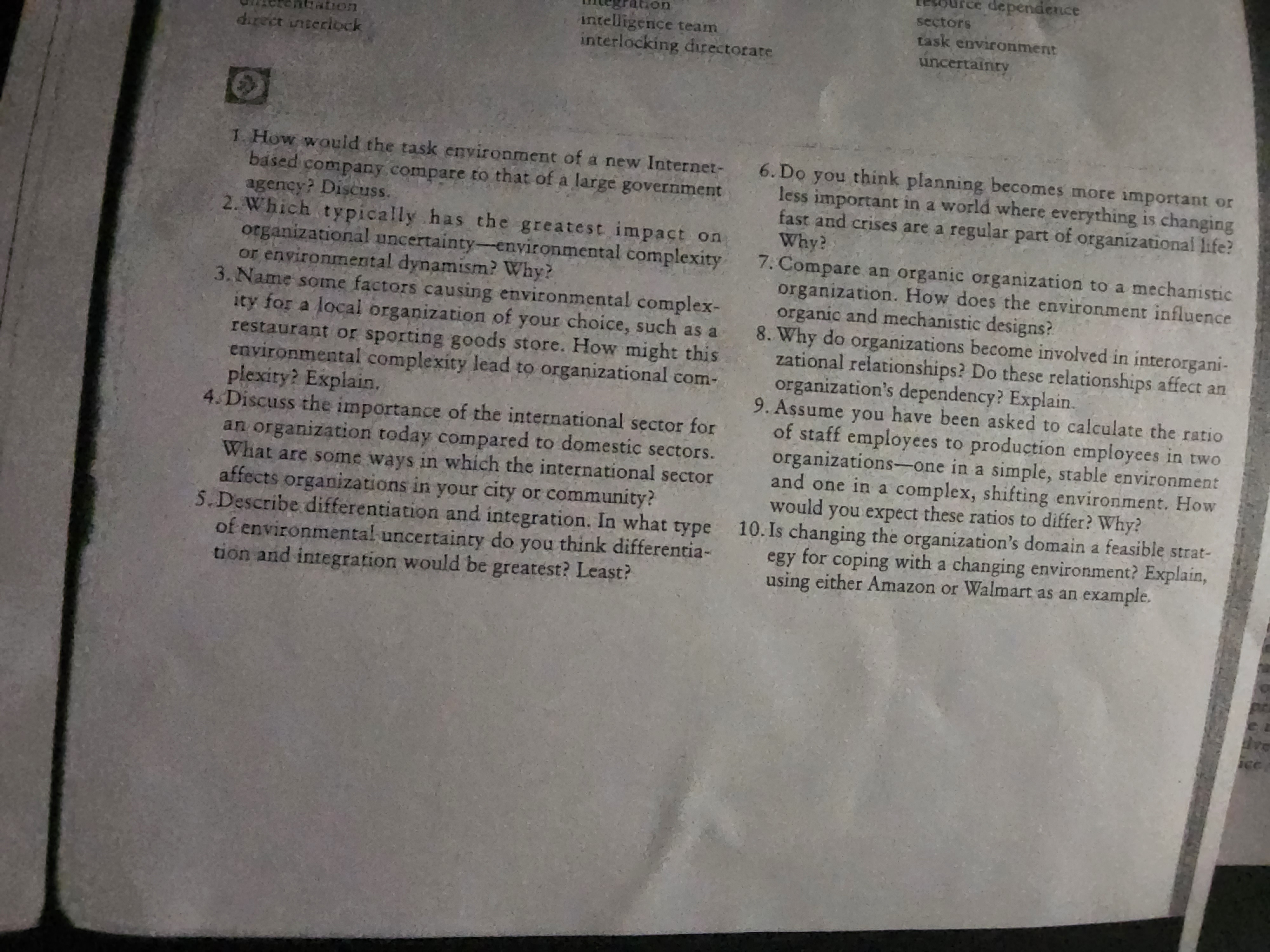  dependence sectors intelligence team task environment threet interlock interlocking directorate uncertainty