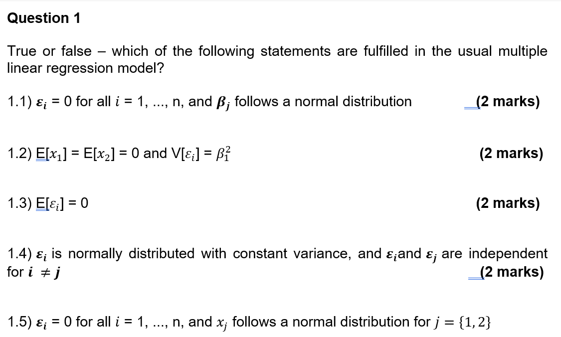 Question1 please write the answer clearly Question 1 True or false -