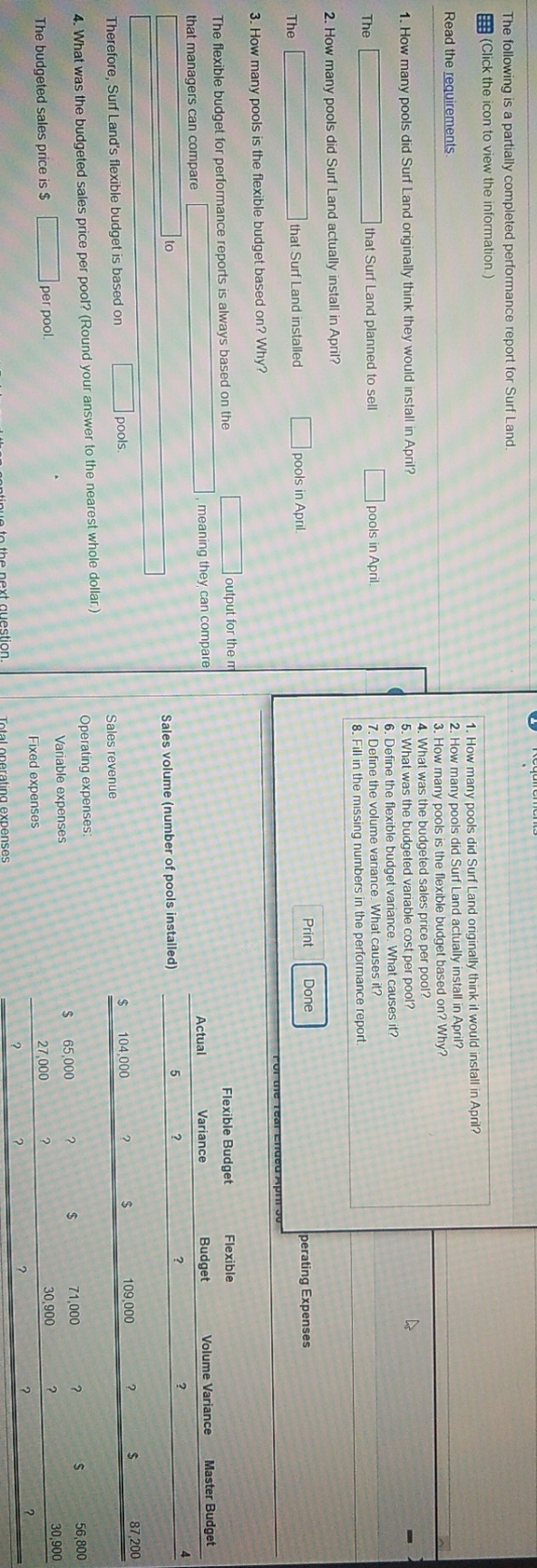 i need help answering this question The following is a partially completed