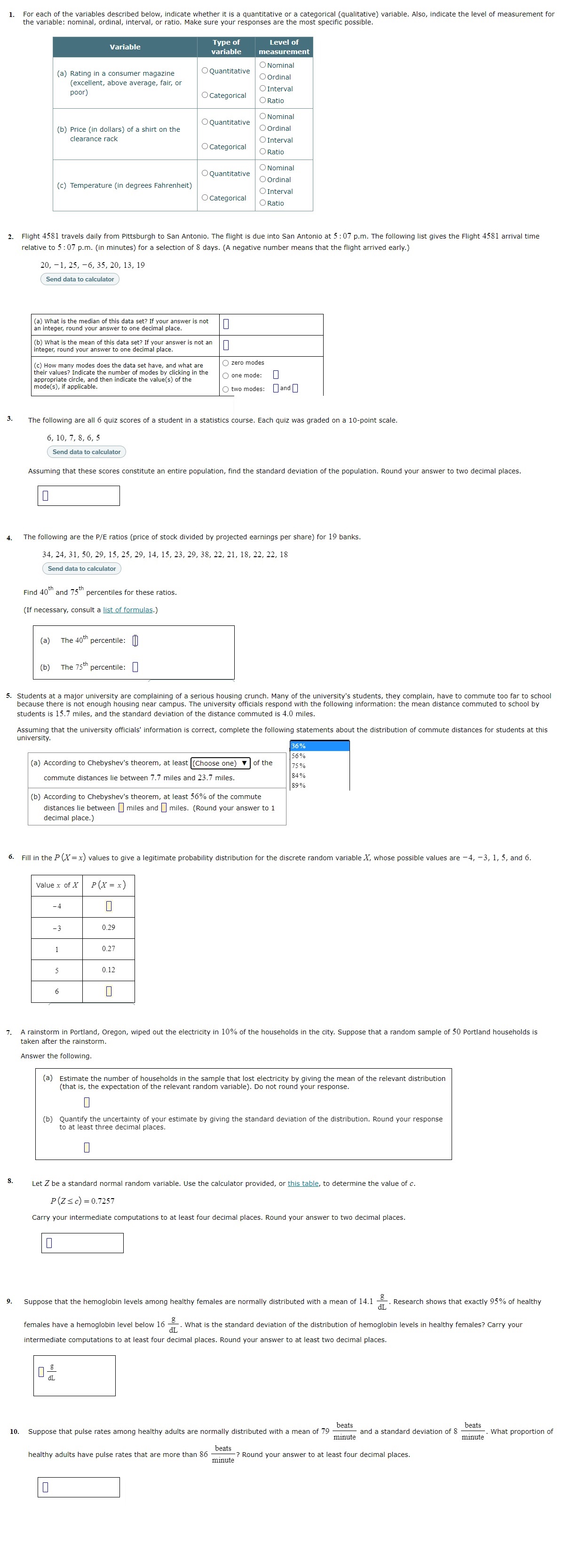 a quantitative or a categorical (qualitative) variable. Also, indicate the level of