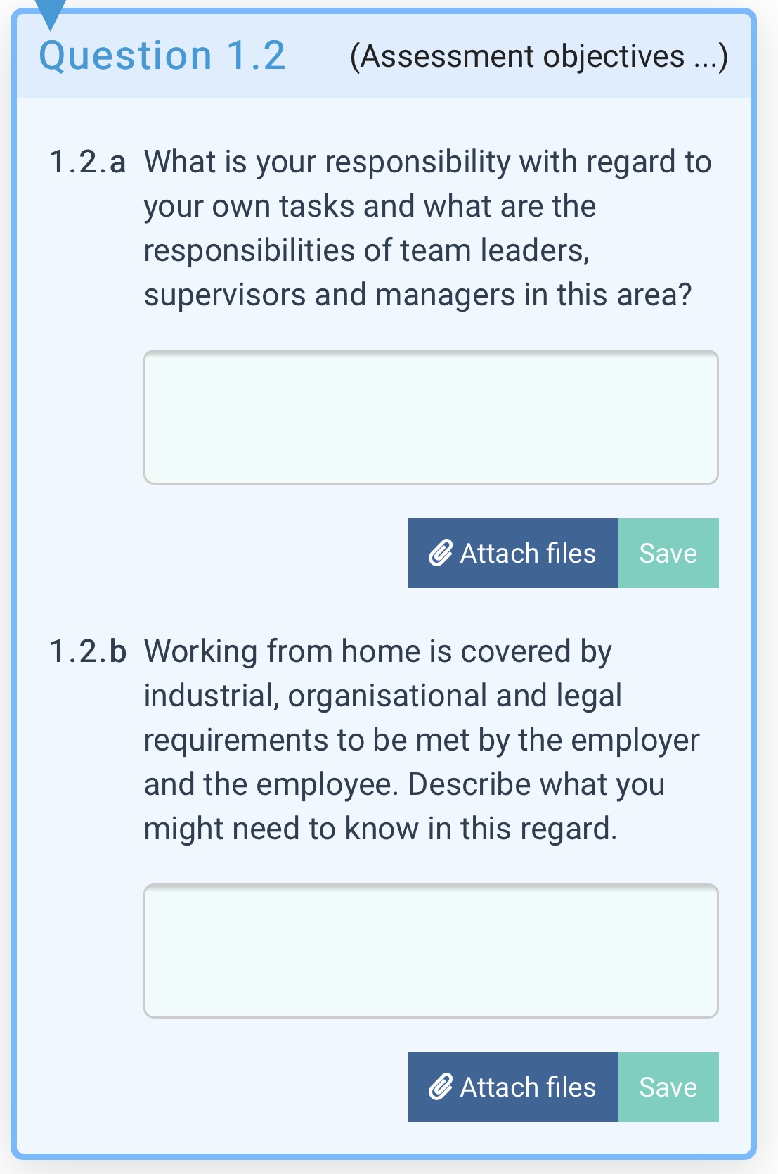 answer for 1.2 & 1.2.b Question 1.2 (Assessment objectives ...) 1.2. a