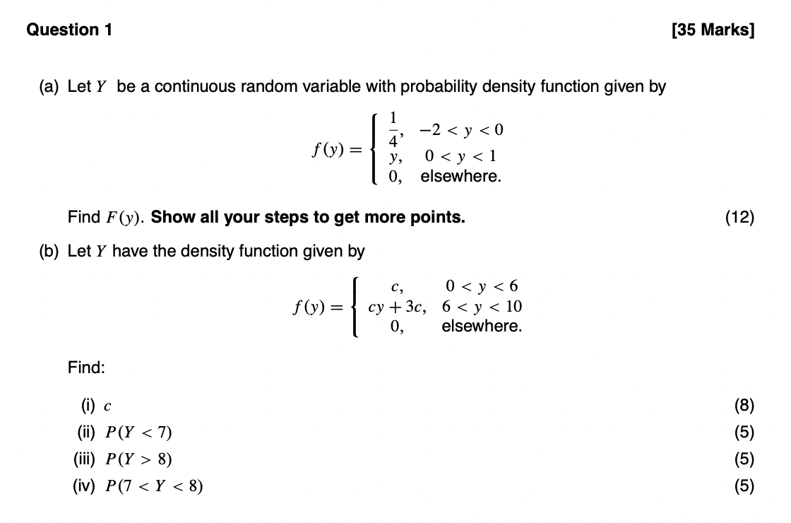 Hello, please may I get some help :)! Question 1 [35 Marks]