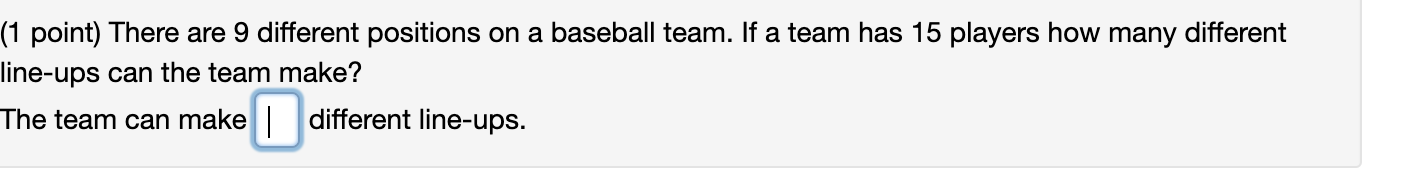 one of each item? There are C] different outfits. (5 points) [Note: