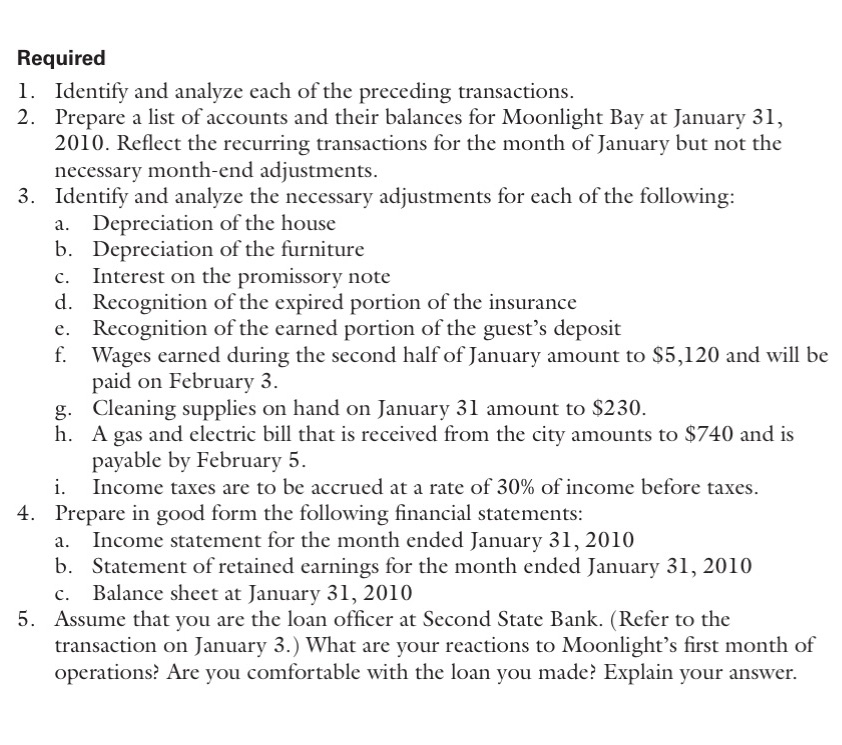 Problem 4-9 page 2 Required 1. 2. Identify and analyze each of