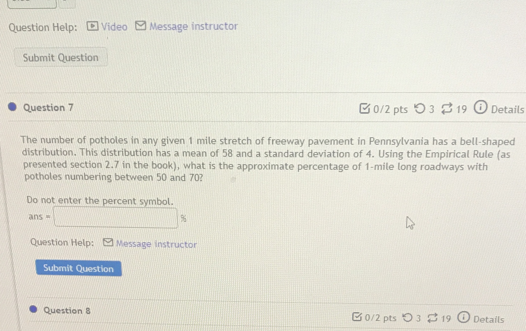 Question Help: C Video ) Message instructor Submit Question Question 7