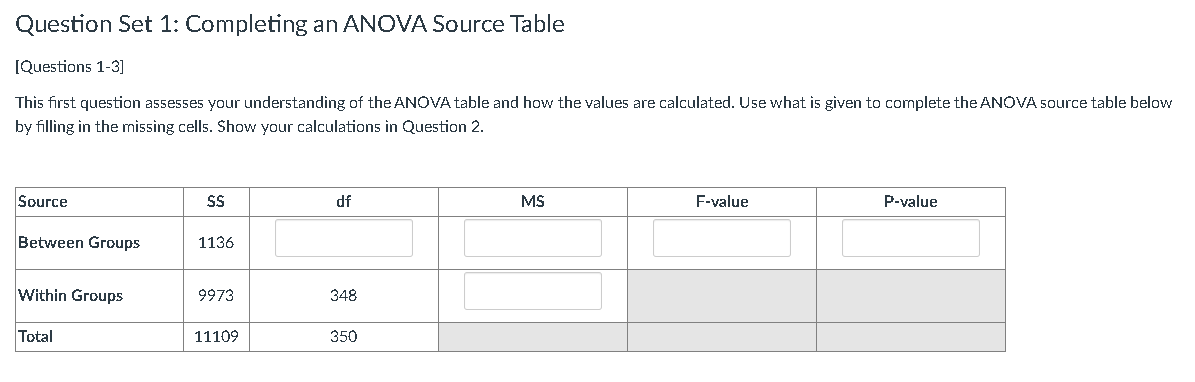 table below by filling in the missing cells. Show your calculations in