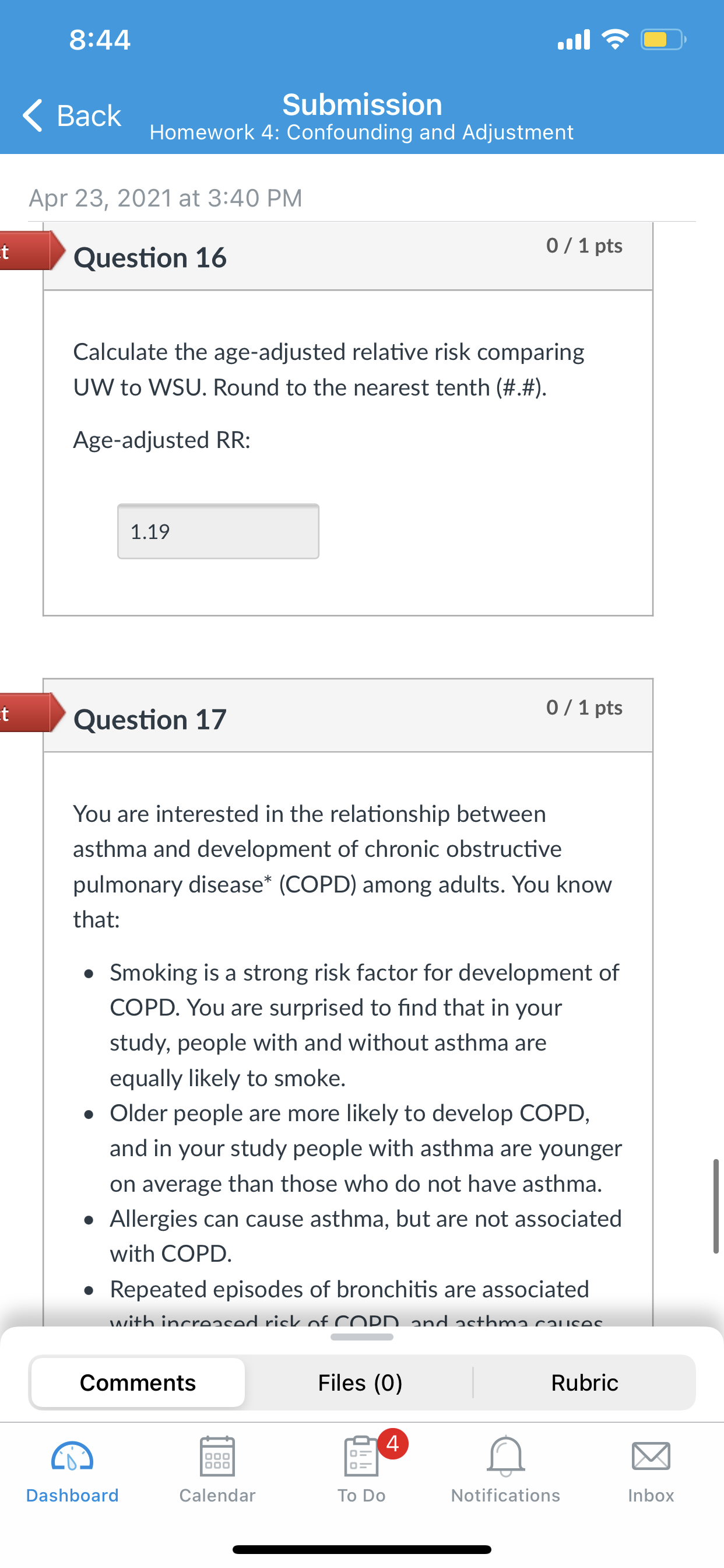 chronic obstructive pulmonary disease* (COPD) among adults. You know that: . Smoking