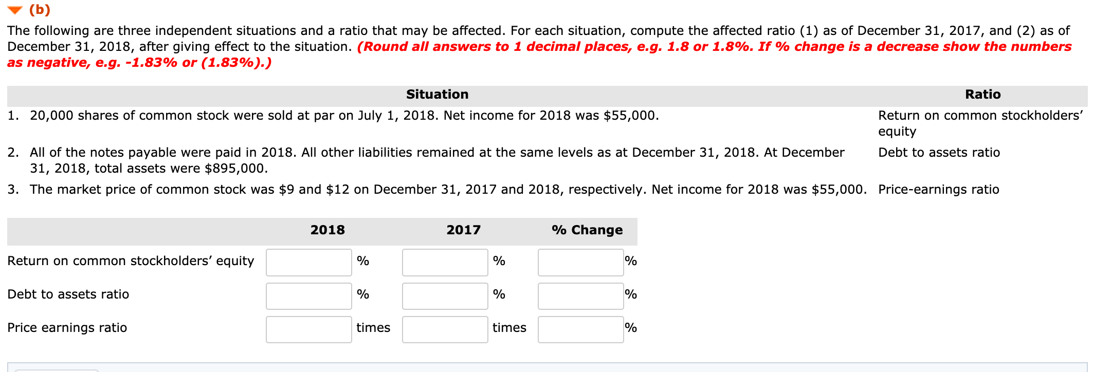 compute the affected ratio (1) as of December 31, 2017, and (2)