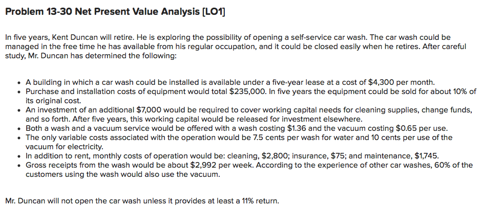 car wash. The car wash could be managed in the free time