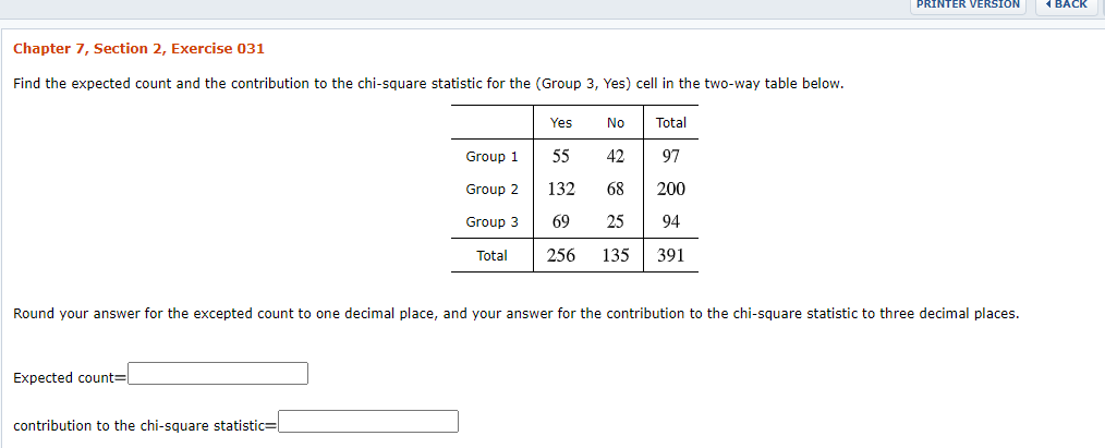  Chapter 3", Section 2, Exercise 03] Find the expected count and
