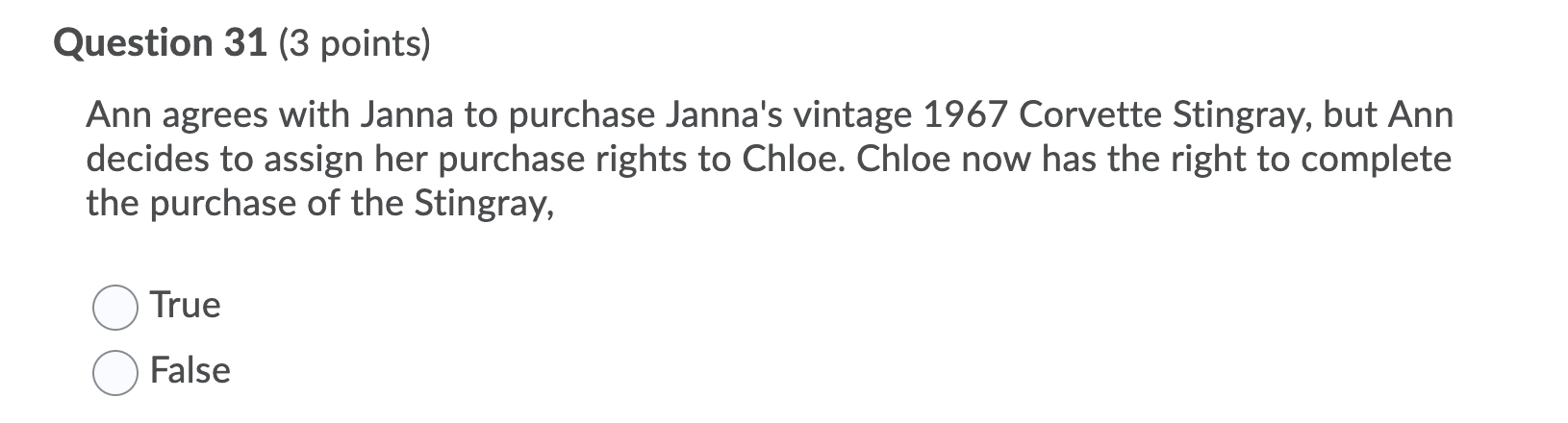 Help me answer this question by choosing TRUE or FALSE. This question