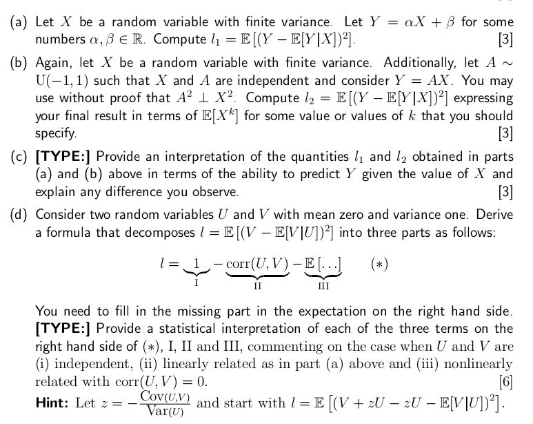  (a) Let X be a random variable with finite variance. Let
