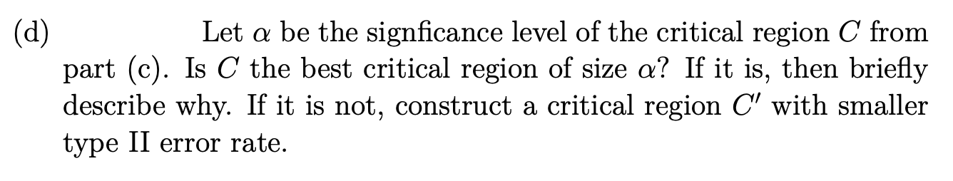2.4} .Let the critical region for this likelihood test to be c