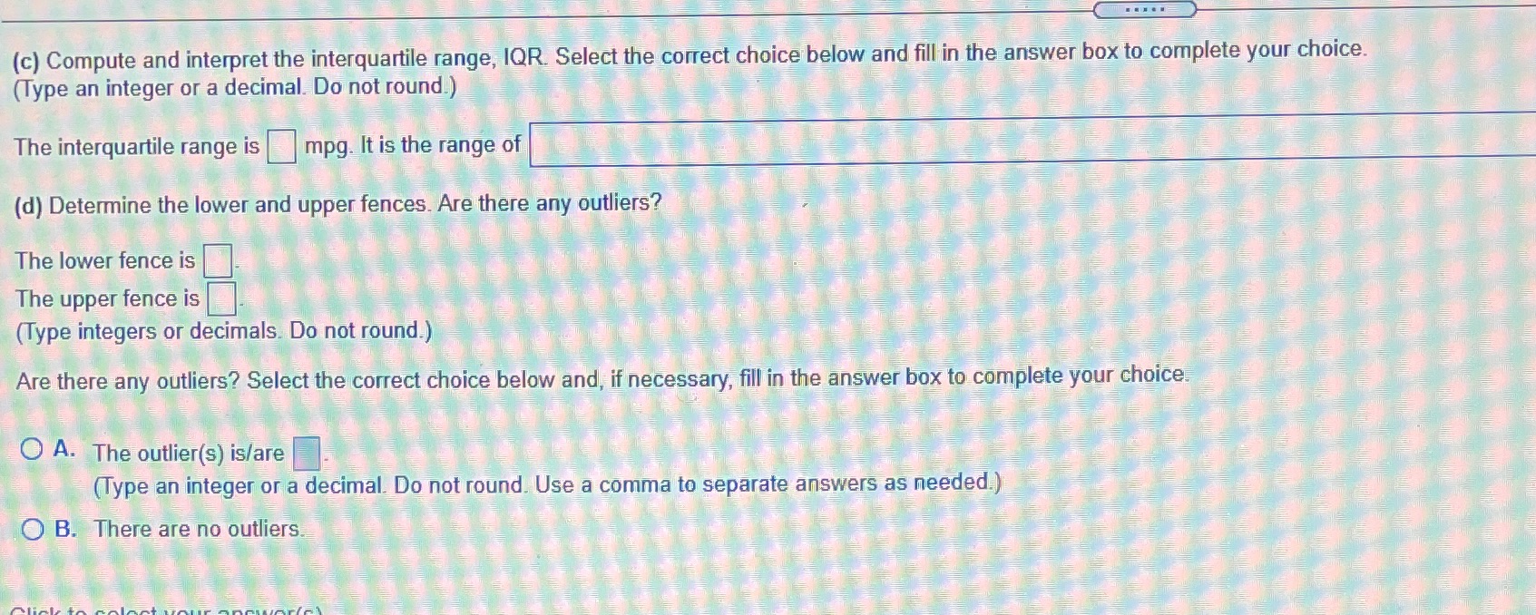 Random sample D 1.10 (c) Compute and interpret the interquartile range, IQR.