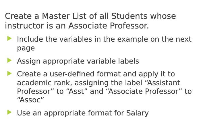 Associate Professor. Include the variables in the example on the next page